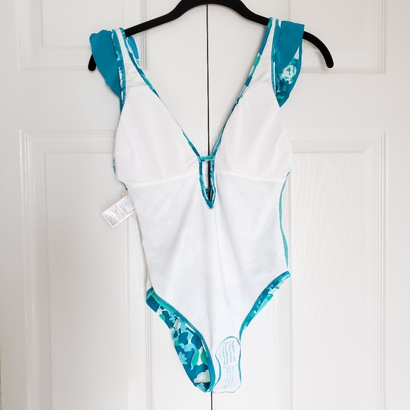 New Michael Kors Aqua/White Ruffle ScoopBa… - Picture 5 of 7